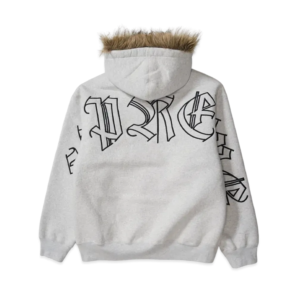 Supreme Faux Fur Zip Up Hooded Sweatshirt "Ash Grey"