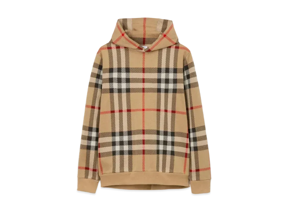 Burberry Men's Check Cotton Jacquard Hoodie "Archive Beige"