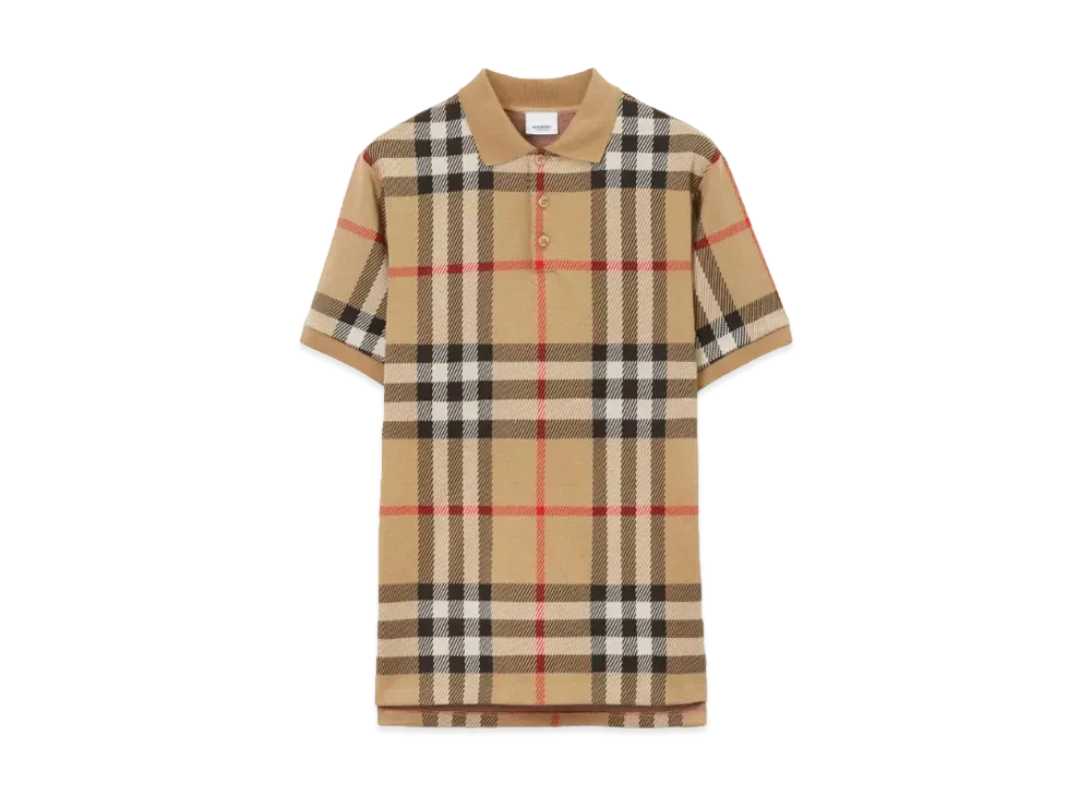 Burberry Men's Check Cotton Jacquard Polo Shirt "Archive Beige"