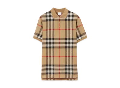 Burberry Men's Check Cotton Jacquard Polo Shirt "Archive Beige"