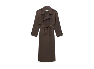 Saint Laurent Women's Trench Coat in Silk "Marron"