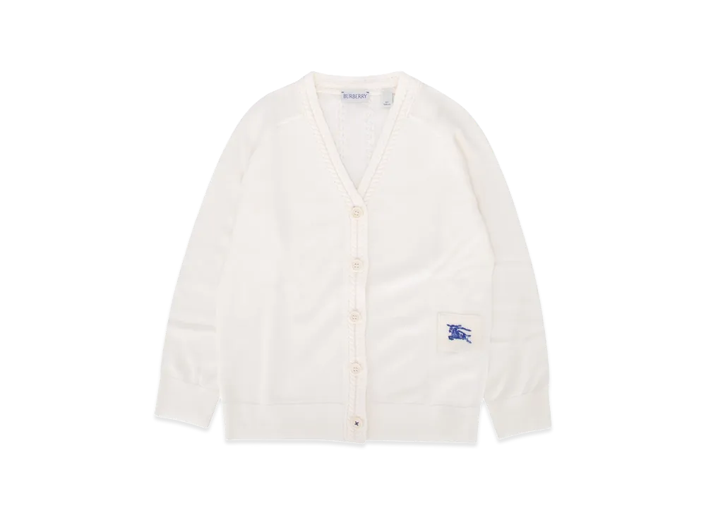 Burberry Kids KG5 Graham Cable Knit Cardigan "Ivory"