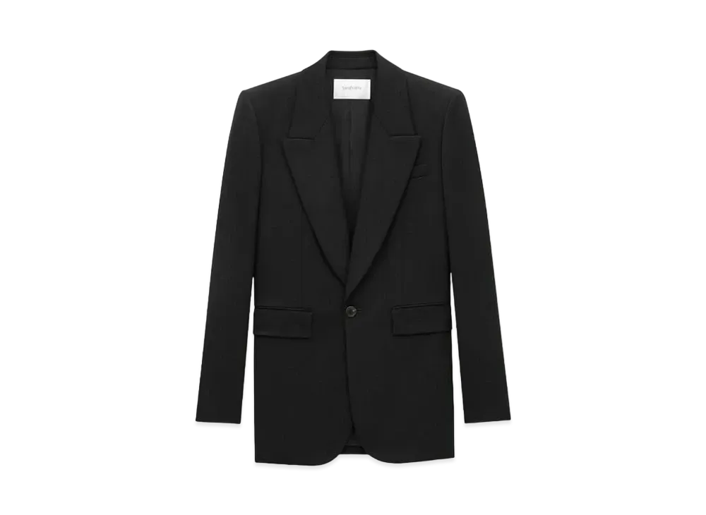 Saint Laurent Women's Jacket in Grain de Poudre "Black"