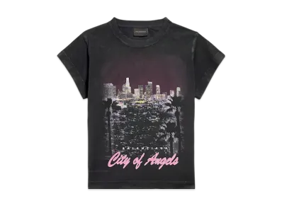 BALENCIAGA Women's City Of Angels Shrunk T-Shirt "Fade Black"