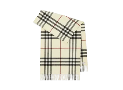 Burberry Wide Check Cashmere Scarf "Stone"