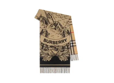 Burberry Reversible EKD Cashmere Scarf "Archive Beige"