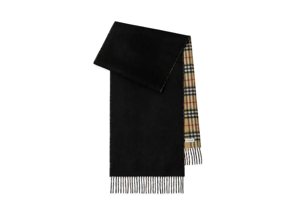 Burberry Reversible Check Cashmere Scarf "Archive Beige/Black"