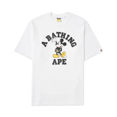 A BATHING APE x Disney Mickey Mouse College Relaxed Fit Tee "White"