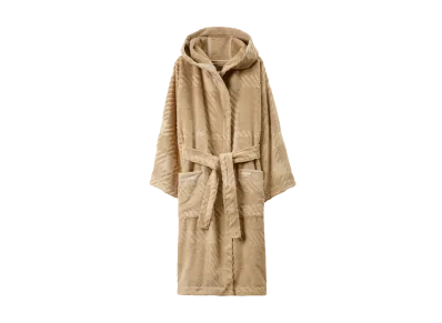 Burberry Men's Check Cotton Jacquard Hooded Robe "Archive Beige"