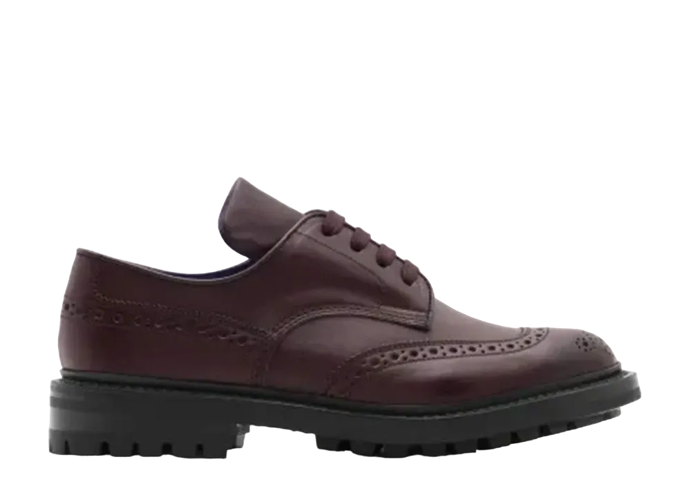 Tricker’s x Burberry Leather Devon Brogues Calf "Aubergine" 80757701