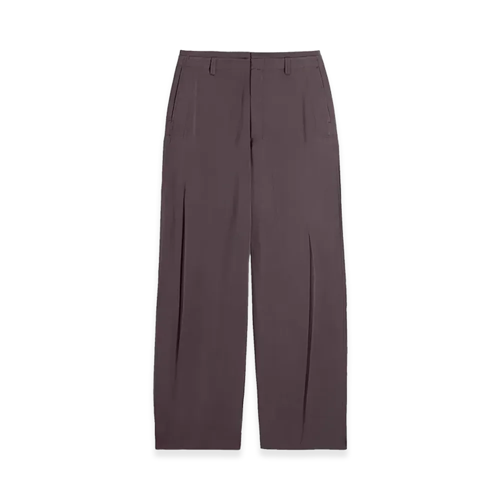 LEMAIRE Women's Poly-Viscose Twill Creased Soft Pants "Glossy Brown"