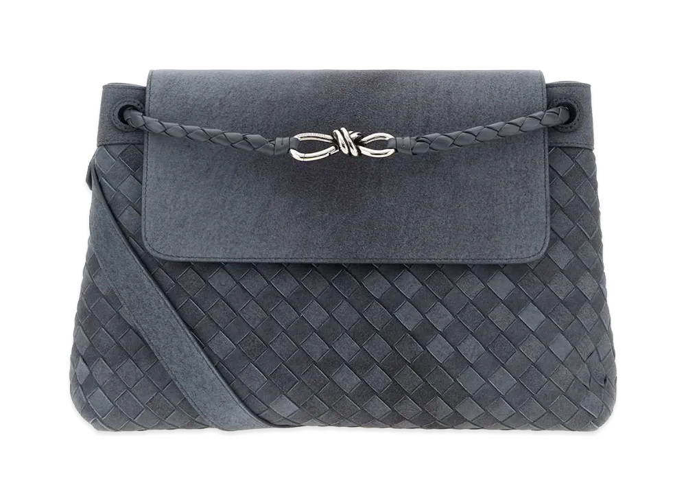 Bottega Veneta Air Force Suede Andiamo Messenger Bag "Light Blue"