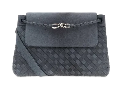 Bottega Veneta Air Force Suede Andiamo Messenger Bag "Light Blue"