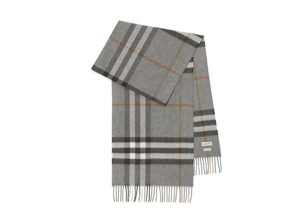 Burberry Check Cashmere Scarf "Grey"