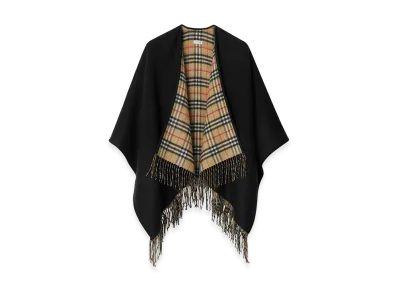 Burberry Women's Reversible Check Wool Cape "Black"