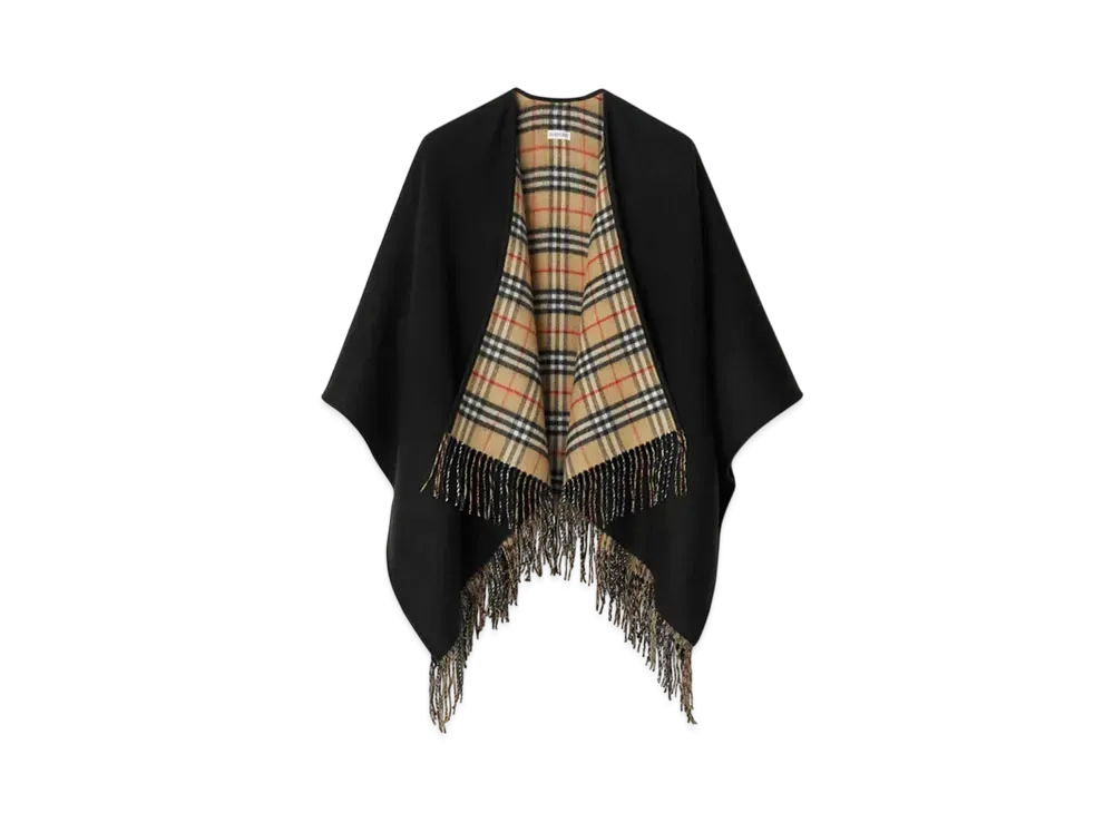 Burberry Check Wool Reversible Cape "Black"
