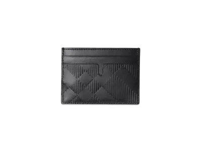 Burberry Embossed Check Card Case "Black"