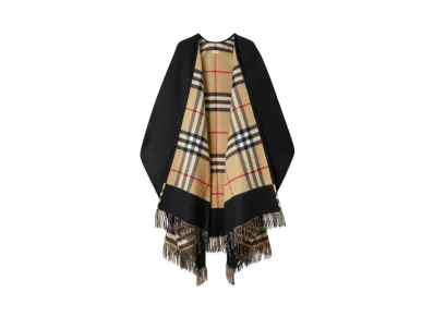 Burberry Reversible Check Wool Cashmere Cape "Black"