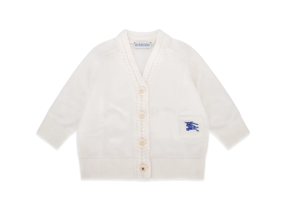 Burberry Kids IG5 MN Graham Cable Knit Cardigan "Ivory"