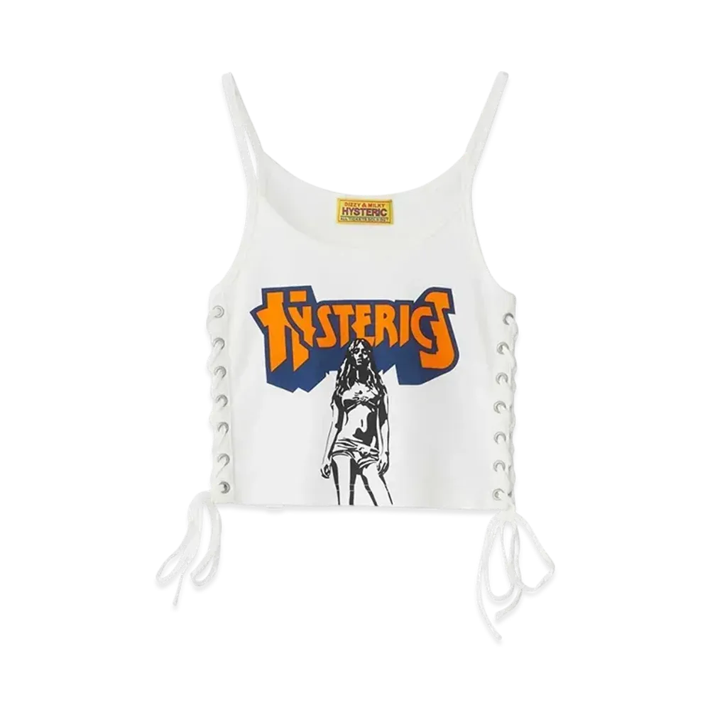 HYSTERIC GLAMOUR Bad As Mama Lace-Up Short Camisole "White"
