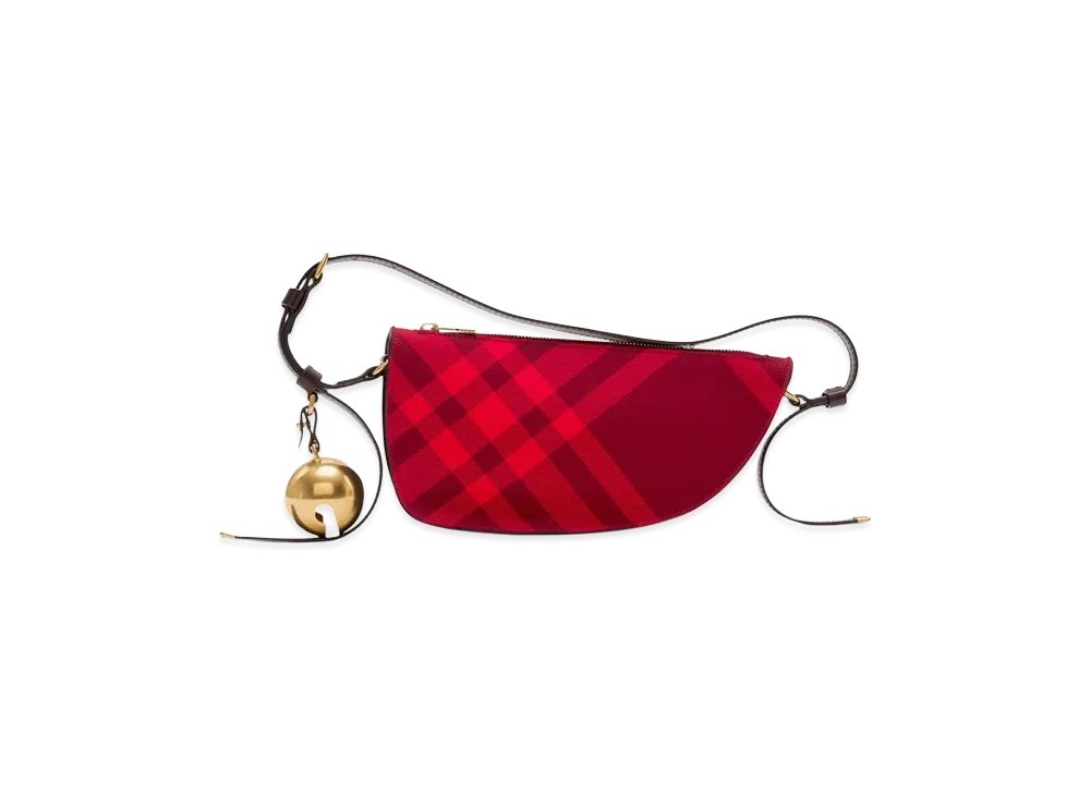 Burberry Women's Embroidered Canvas Mini Shield Shoulder Bag "Red"