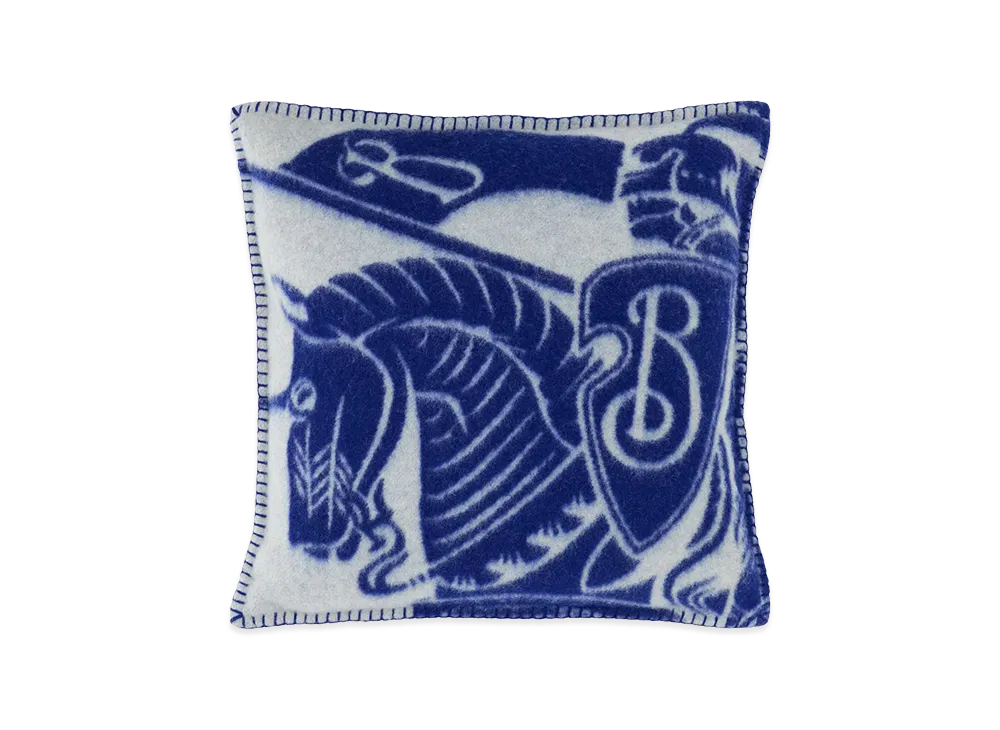 Burberry Embroidered Wool Pillow "Azure"