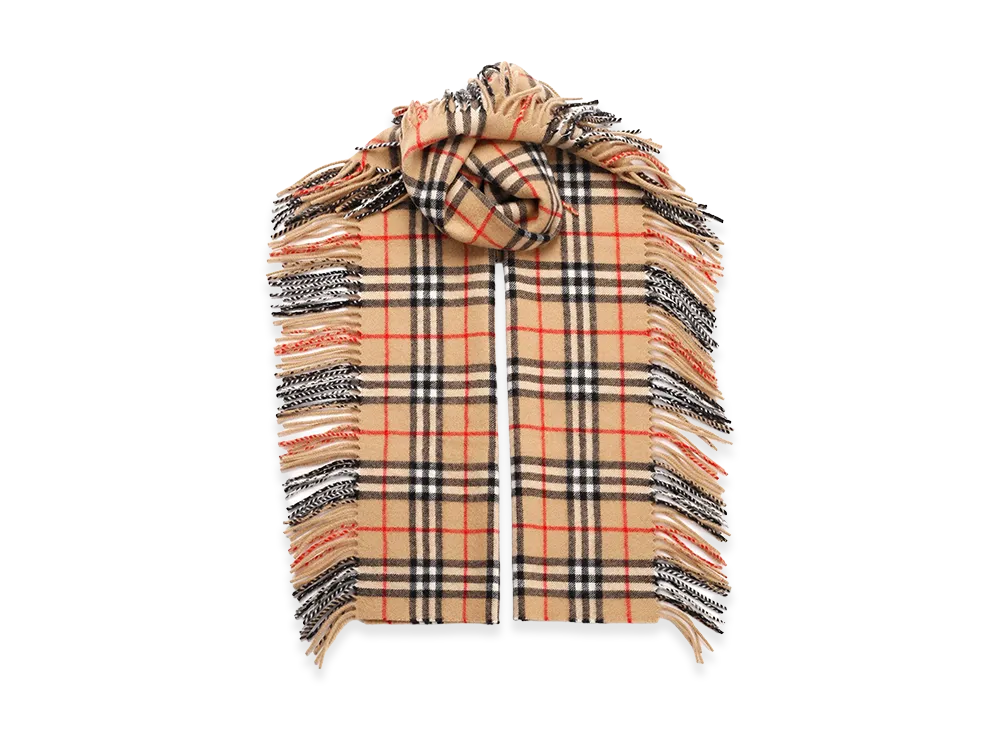 Burberry Women's Happy Scarf In Check Cashmere "Beige"