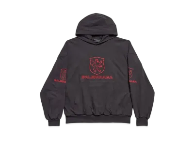 BALENCIAGA Men's Lion Club Lined Hoodie Regular Fit "Black/Red"