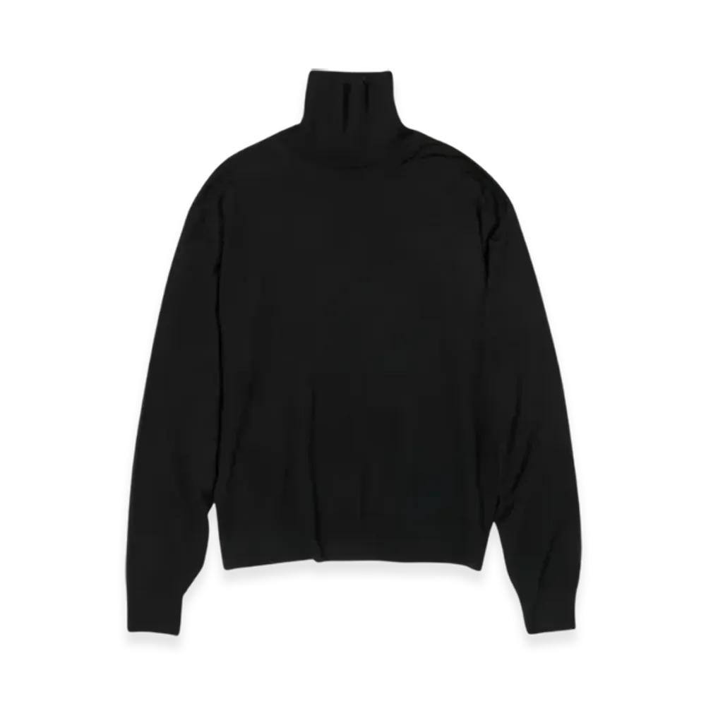 AURALEE Super High Gauge Wool Knit Turtle "Black"