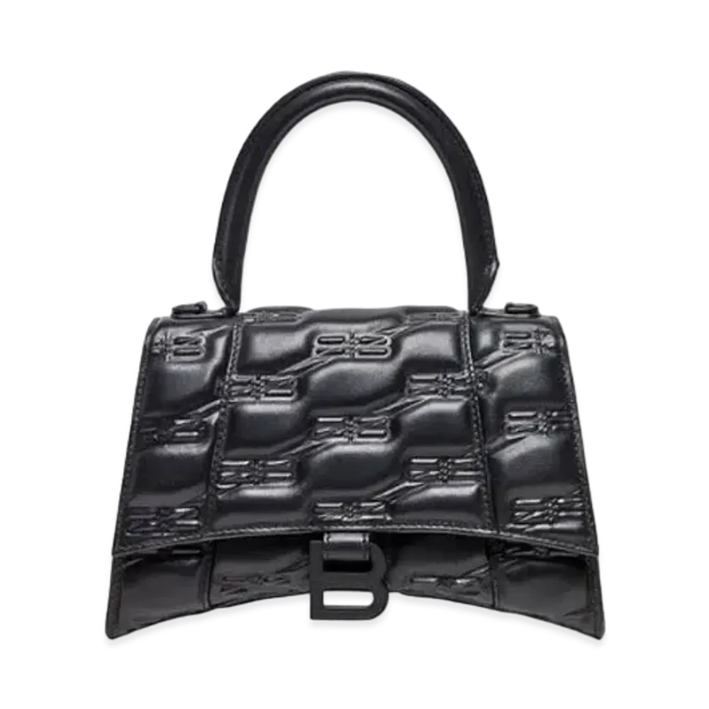 BALENCIAGA Hourglass Small Handbag BB Monogram "Black"