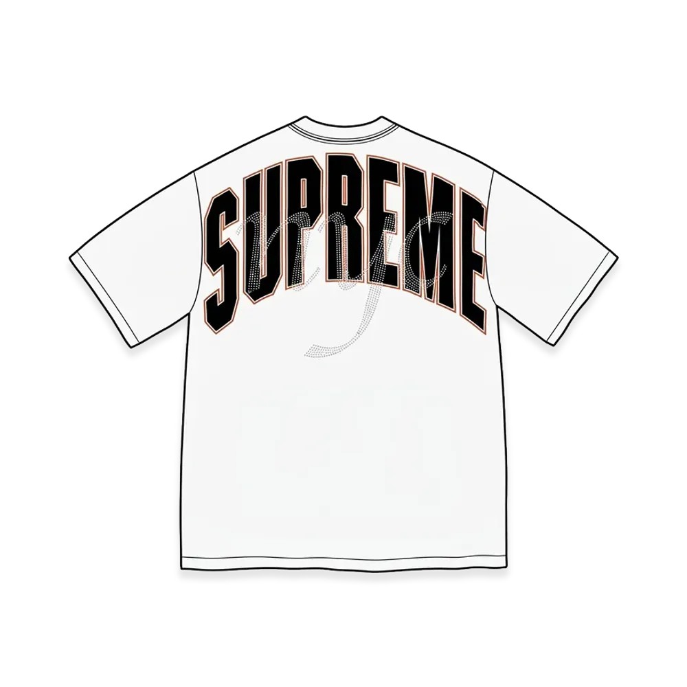 Supreme Rhinestone Script S/S Top "White"