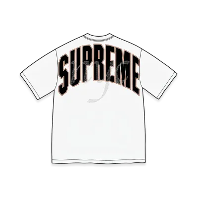Supreme Rhinestone Script S/S Top "White"