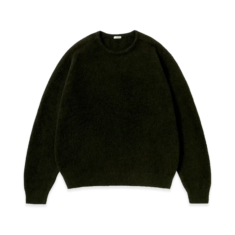 A.PRESSE Brushed Cashmere Middle Gauge Pullover Sweater "Olive"