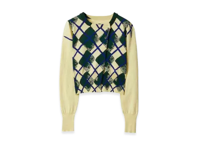 Burberry Women's Argyle-Intarsia Cropped Cotton Jumper "Yellow"