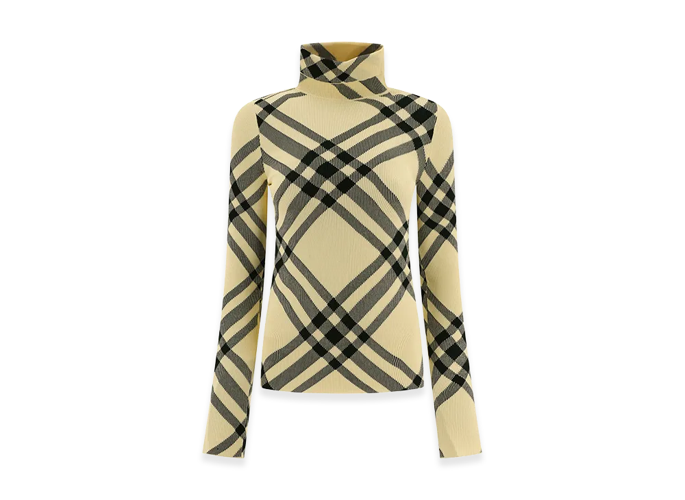 Burberry Women's Check Turtleneck Sweater "Beige"