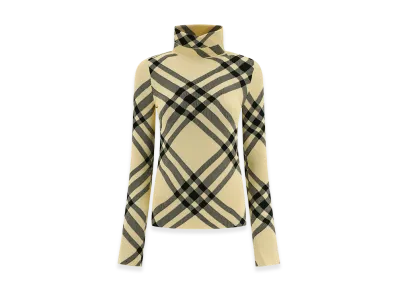 Burberry Women's Check Turtleneck Sweater "Beige"