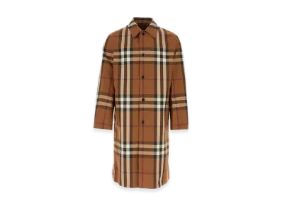Burberry Embroidered Cotton Eversible Overcoat "Checked"