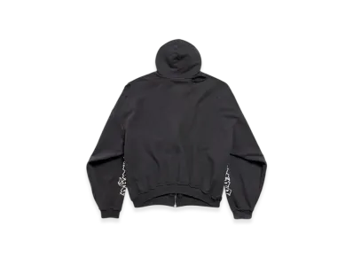 BALENCIAGA Blackletter Script Pulled Zip Up Hoodie Large Fit "Black"