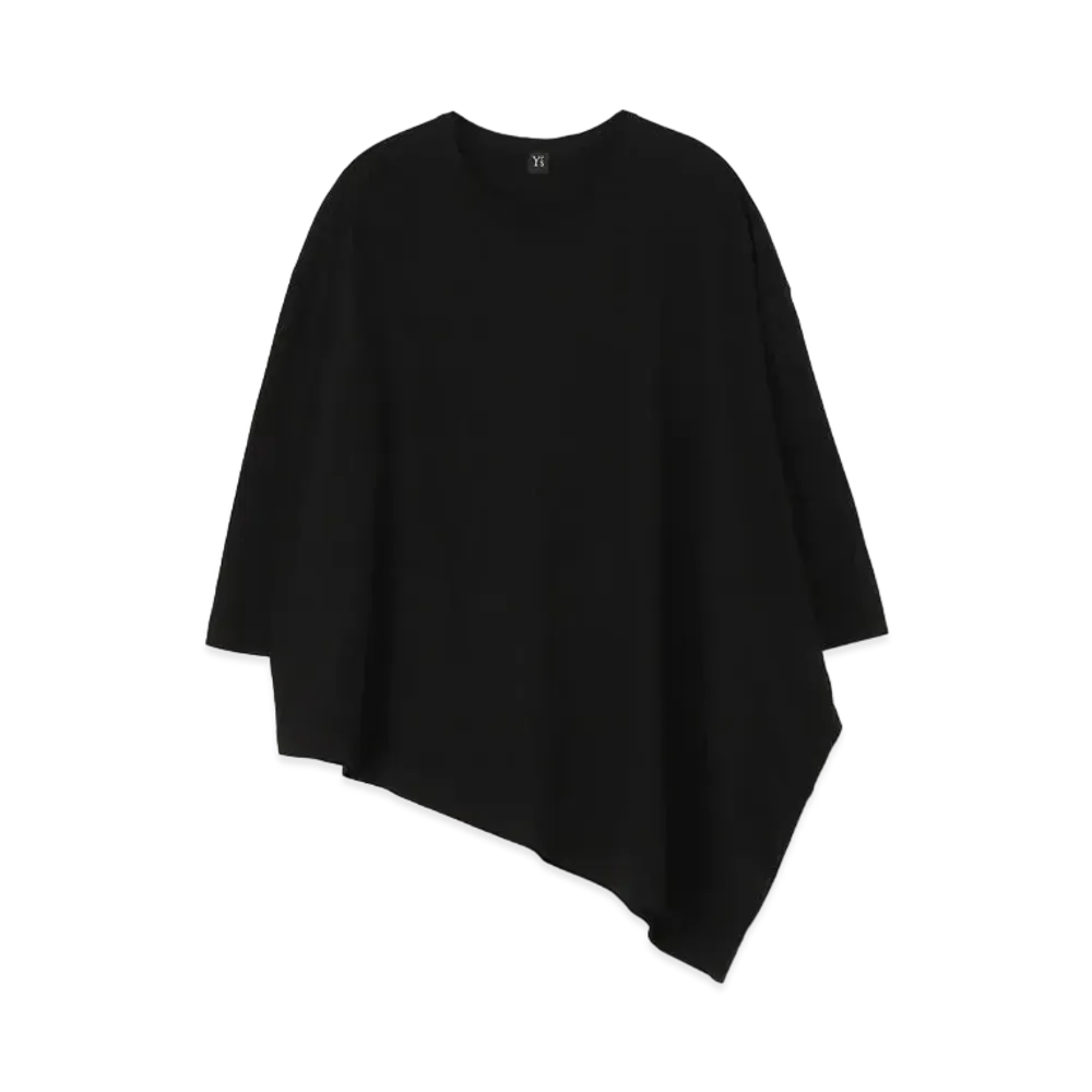 Yohji Yamamoto Y's EMBROIDERY FIRE PRINT SIDE DRAPE T "Black"