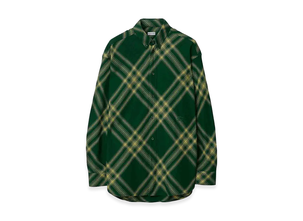 Burberry Long Sleeve Cotton Check Shirt "Green"