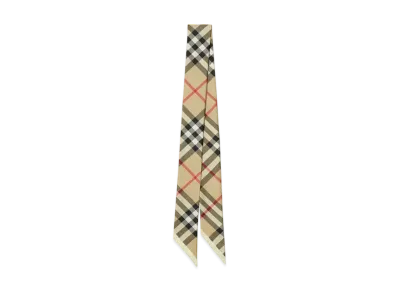 Burberry Skinny Check Silk Scarf "Archive Beige"