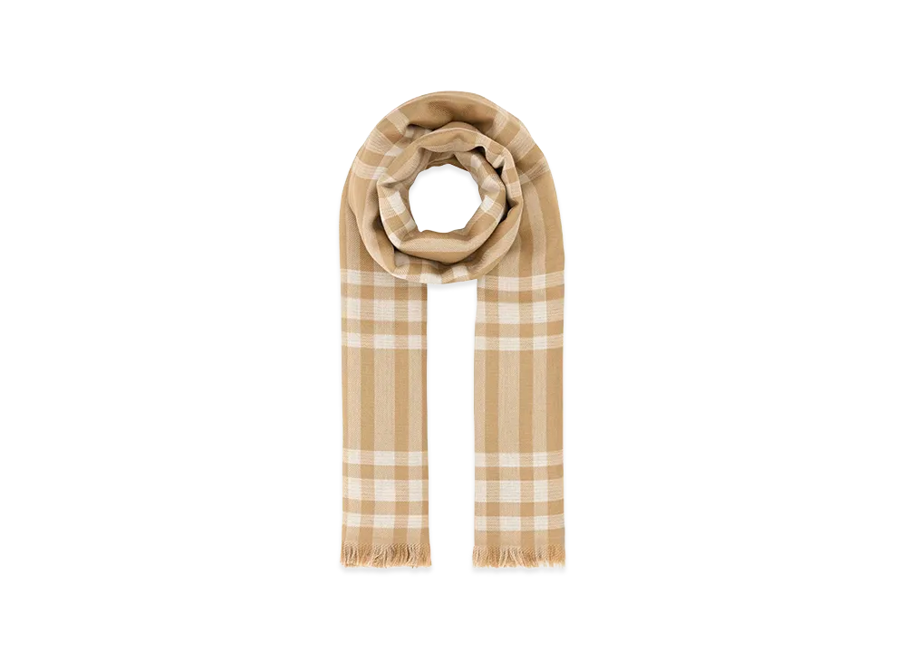 Burberry Women's Embroidered Wool Blend Scarf "Beige"