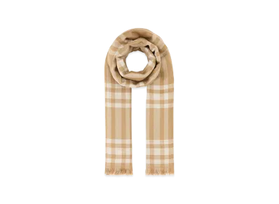 Burberry Women's Embroidered Wool Blend Scarf "Beige"