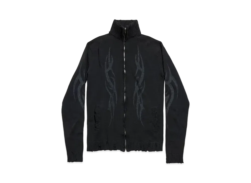 BALENCIAGA Men's Y2K Zip-Up Cardigan "Black"