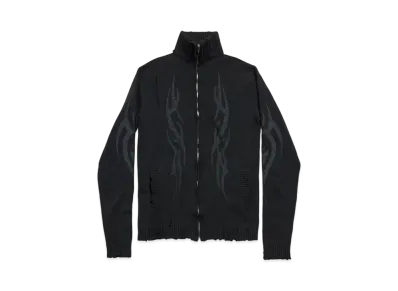BALENCIAGA Men's Y2K Zip-Up Cardigan "Black"
