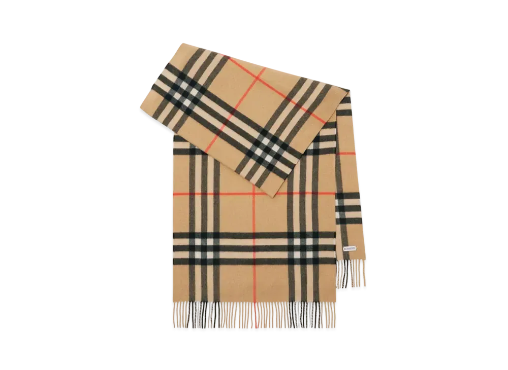 Burberry Wide Check Cashmere Scarf "Sand"