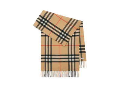 Burberry Wide Check Cashmere Scarf "Sand"