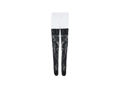 BALENCIAGA Women's Printed Stay-Up Foot Leggings "White/Black"