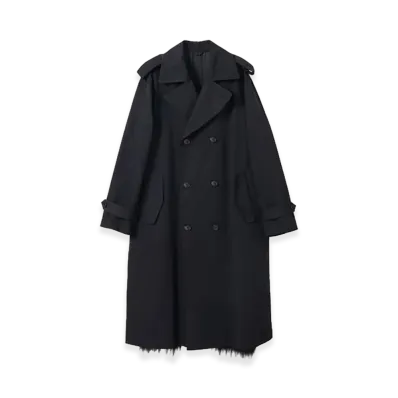 TOGA VIRILIS Trench Coat with Fur "Black"