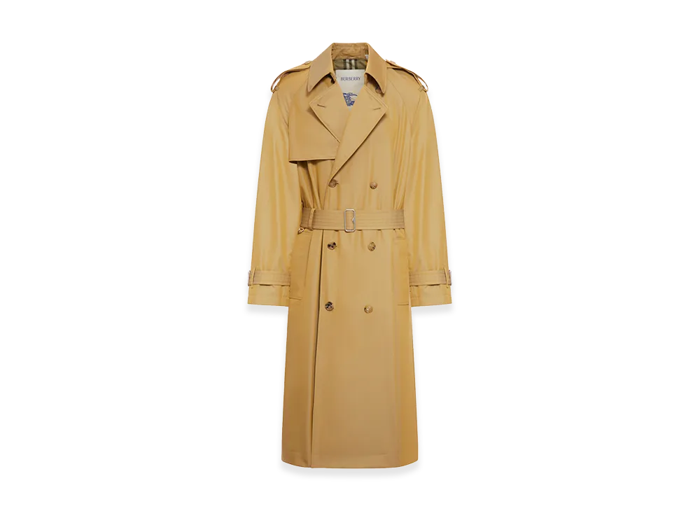 Burberry Long Cotton Gabardine Trench Coat "Spelt"